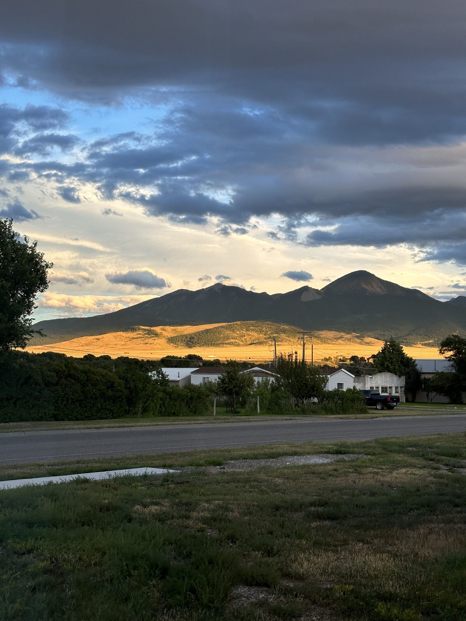 Golden-hour view from a Livingston rental