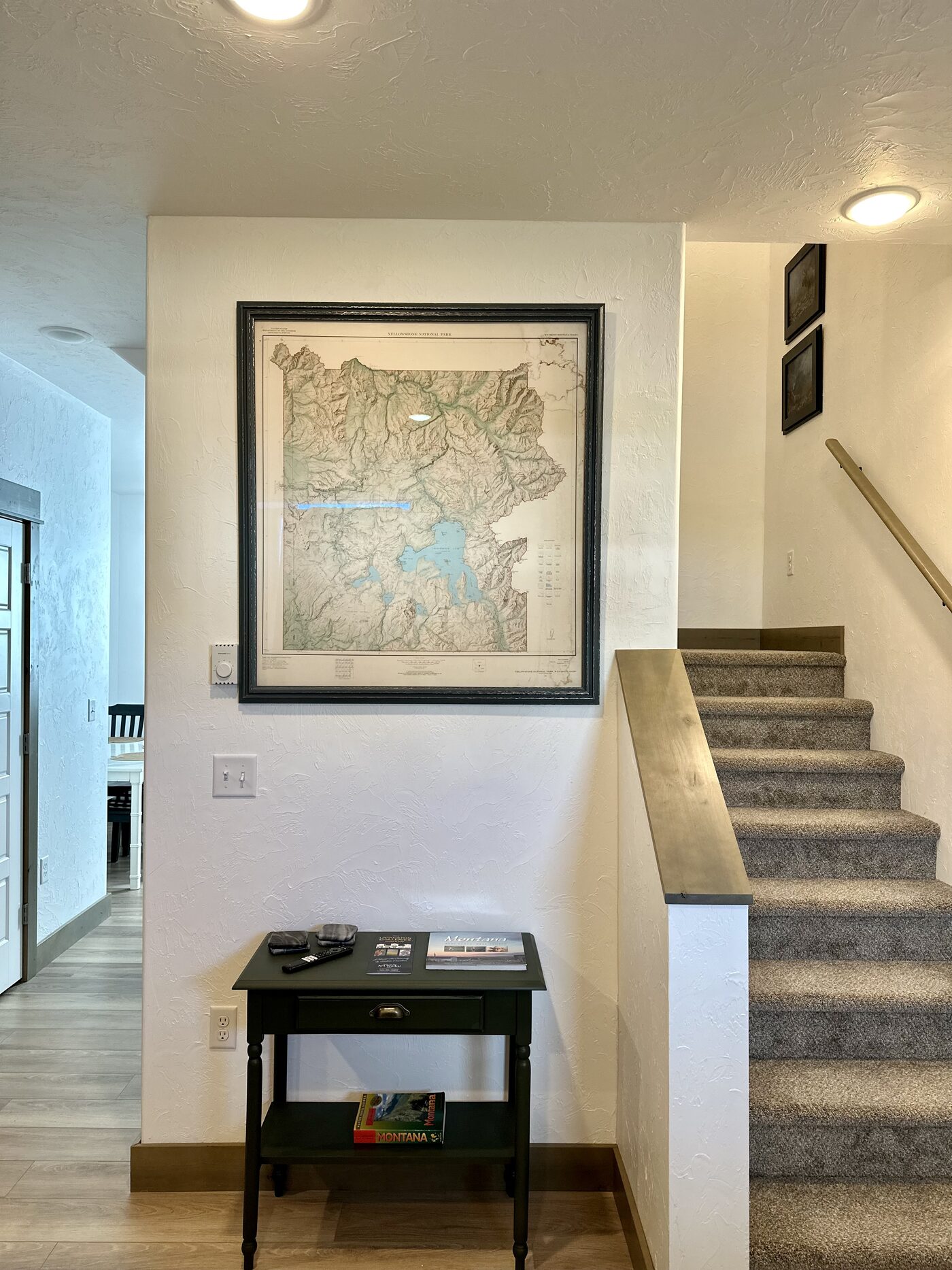 Entryway styling with a vintage Yellowstone map